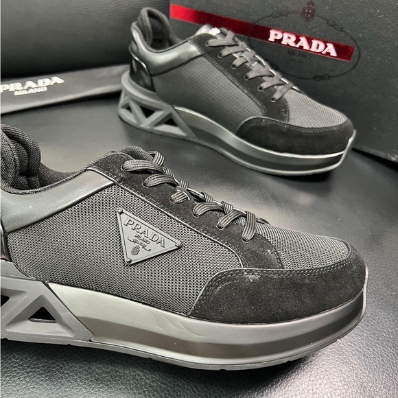 Prada Men's Gray and Black Sneakers - Picture 5 of 6